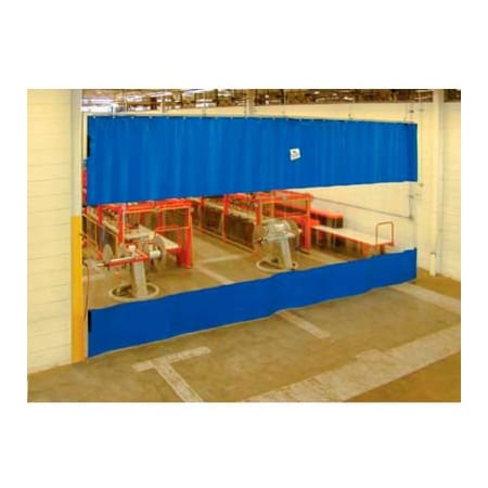 Global Industrial„¢ Blue Curtain Wall Partition With Clear Vision Strip 6 X 10